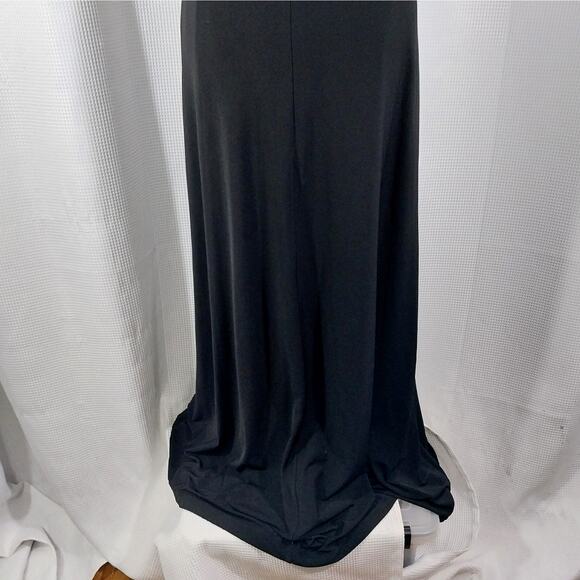 NWT! CALVIN KLEIN! GORGEOUS JEWELED/,BEADED STRAPS BLACK STRETCH KNIT GOWN! SZ 6 - Picture 8 of 11
